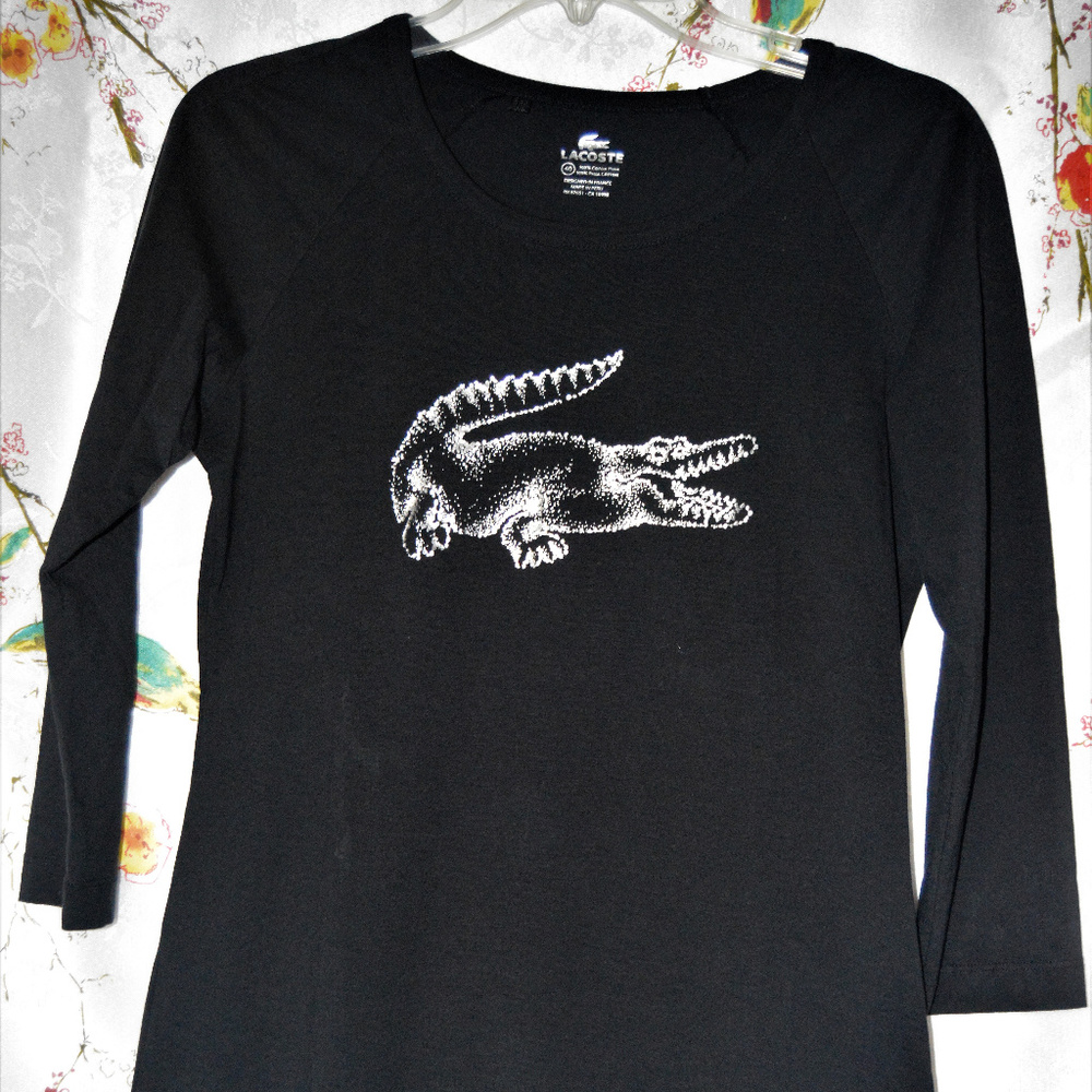 LACOSTE SILVER METALLIC GATOR T